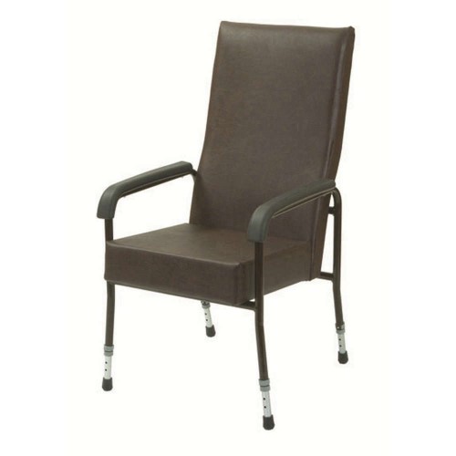 HIGH BACKED CHAIR BROWN VINYL