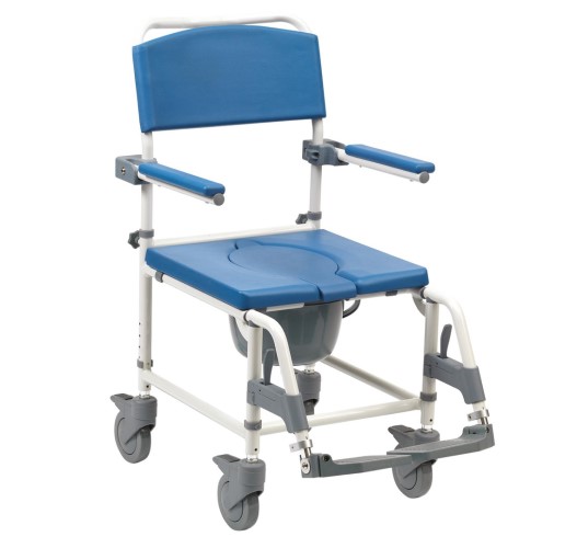 ASTON ALU SHOWER/COMMODE CHAIR WITH 4 CASTOR BRAKE